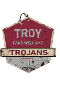 KH Sports Fan Troy Trojans Fans Welcome Rustic Badge Sign