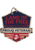 KH Sports Fan Marine Corps Rustic Badge Land of the Free Veteran Sign