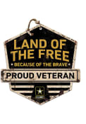 KH Sports Fan Army Rustic Badge Land of the Free Veteran Sign