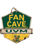 KH Sports Fan Vermont Catamounts Fan Cave Rustic Badge Sign