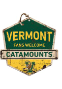 KH Sports Fan Vermont Catamounts Fans Welcome Rustic Badge Sign