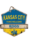 KH Sports Fan UMKC Roos Fans Welcome Rustic Badge Sign