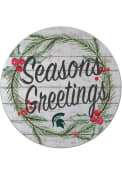 KH Sports Fan Michigan State Spartans 20x20 Weathered Seasons Greetings Sign