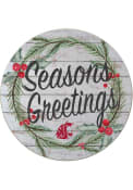 KH Sports Fan Washington State Cougars 20x20 Weathered Seasons Greetings Sign