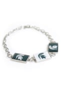 Michigan State Spartans Womens 3 Rectangle Charm Bracelet - Green