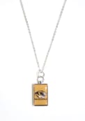 Missouri Tigers Womens Rectangle Charm Necklace - Gold