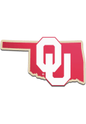 Oklahoma Sooners Laser Cut Metallic State Shape Car Emblem - White