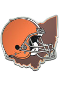 Cleveland Browns Metallic State Shape Car Emblem - Orange