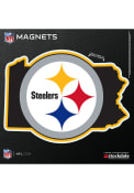 Pittsburgh Steelers 6x6 State Shape Logo Car Magnet - Black