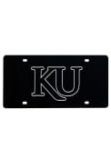 Kansas Jayhawks Silver KU Black Car Accessory License Plate