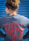 Kansas Jayhawks Womens Handwritten Navy Blue LS Tee