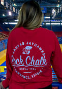 Kansas Jayhawks Womens Circle Pocket Red LS Tee
