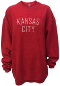 Kansas City Womens Red Arch Long Sleeve Corded Crew Sweatshirt