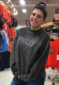 Philadelphia Womens Black Long Sleeve Corded Crew Sweatshirt