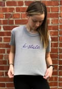 K-State Wildcats Womens Headliner Cropped T-Shirt - Grey