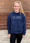St. Louis Womens Navy Blue Long Sleeve Corded Crew Sweatshirt
