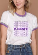 K-State Wildcats White Double Binding Ringer T-Shirt