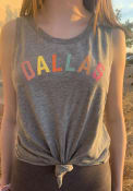 Dallas Women's Grey Heather Multi Color Wordmark Tank Top