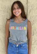 Michigan Women's Grey Heather Multi Color Wordmark Tank Top