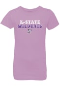 Purple Girls K-State Wildcats Bubble Script T-Shirt