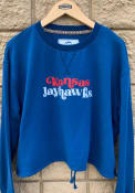 Kansas Jayhawks Womens Cinch Bottom Crew Sweatshirt - Navy Blue