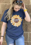 Kansas Womens Sunflower T-Shirt - Navy Blue