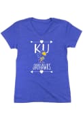 Kansas Jayhawks Girls Heart Arrow Fashion T-Shirt - Blue