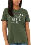 Michigan State Spartans Womens Script Logo T-Shirt - Green