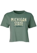 Michigan State Spartans Womens Floral Crop T-Shirt - Green