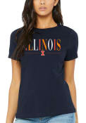 Illinois Fighting Illini Womens Classic T-Shirt - Navy Blue