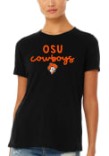 Oklahoma State Cowboys Womens Script Logo T-Shirt - Black