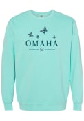 Omaha Womens Butterflies Wordmark Crew Sweatshirt - Green