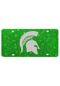 Michigan State Spartans Green Glitter Car Accessory License Plate