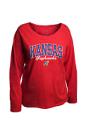 Kansas Jayhawks Womens Womens Curves Long Sleeve Red Plus Size T-Shirt