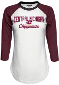 Top of the World Central Michigan Chippewas Womens Contrast Raglan Crew Neck White LS Tee