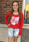 Ohio State Buckeyes Womens Favorite State Shape T-Shirt - Red