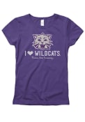 Purple Girls K-State Wildcats Heart Filled T-Shirt