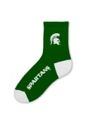 Michigan State Spartans Logo Name Quarter Socks - Green
