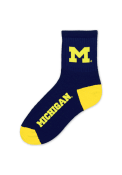 Michigan Wolverines Logo Name Quarter Socks - Navy Blue
