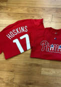 Rhys Hoskins Philadelphia Phillies Red Name and Number Player Tee