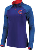 Chicago Cubs Womens Majestic Extremely Clear 1/4 Zip - Blue