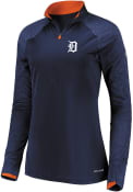 Detroit Tigers Womens Majestic Extremely Clear 1/4 Zip - Navy Blue