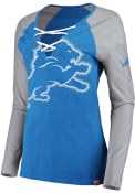 Detroit Lions Womens Lace-Up T-Shirt - Blue