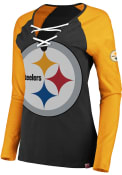 Pittsburgh Steelers Womens Lace-Up Black LS Tee