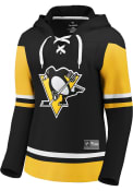 Pittsburgh Penguins Womens Lace Up Hooded Sweatshirt - Black