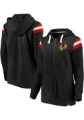 Chicago Blackhawks Womens Retro Stripe Fleece Full Zip Jacket - Black