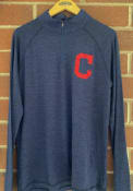 Cleveland Indians Iconic Striated 1/4 Zip Pullover - Navy Blue