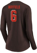 Baker Mayfield Cleveland Browns Womens Authentic Stack Name and Number Long Sleeve T-Shirt - Brown