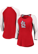 St Louis Cardinals Womens Pinstripe T-Shirt - Red