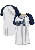 Milwaukee Brewers Womens Iconic Pinstripe T-Shirt - White